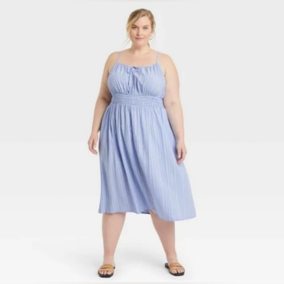 Ava & Viv Sky Blue Striped Dress - Picture 4 of 5